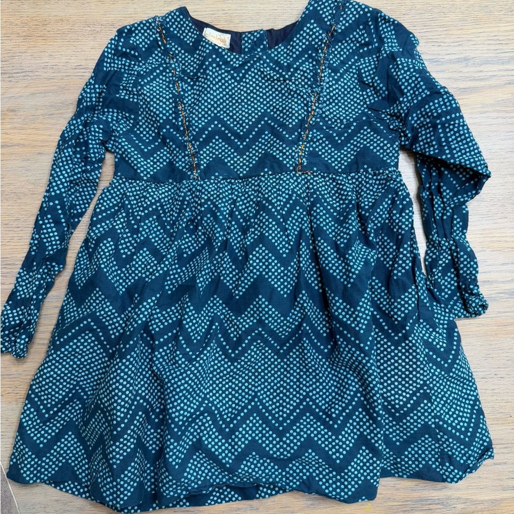 Blue Chevron Kids Dress